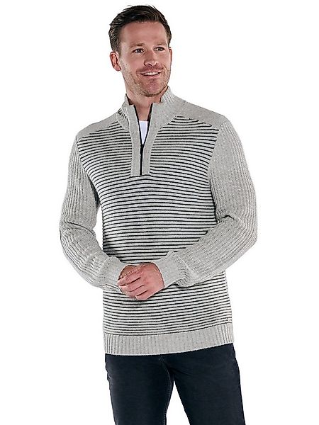 Engbers Stehkragenpullover engbers Herren Troyer mit Streifenstruktur, Hell günstig online kaufen
