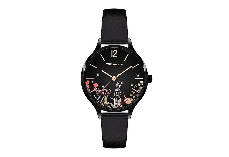 Tamaris Quarzuhr Romantic Flowers TT-0143-LQ, Armbanduhr, Damenuhr, Lederar günstig online kaufen