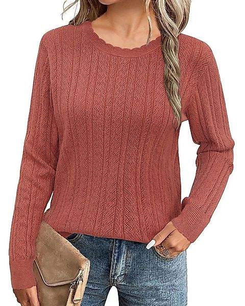 Arach&Cloz Strickpullover Damen Pullover Langarm Strickpullover Lässige Blu günstig online kaufen