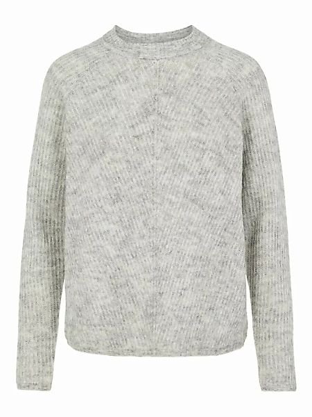 Yas Alva O-ausschnitt Pullover XS Light Grey Melange günstig online kaufen