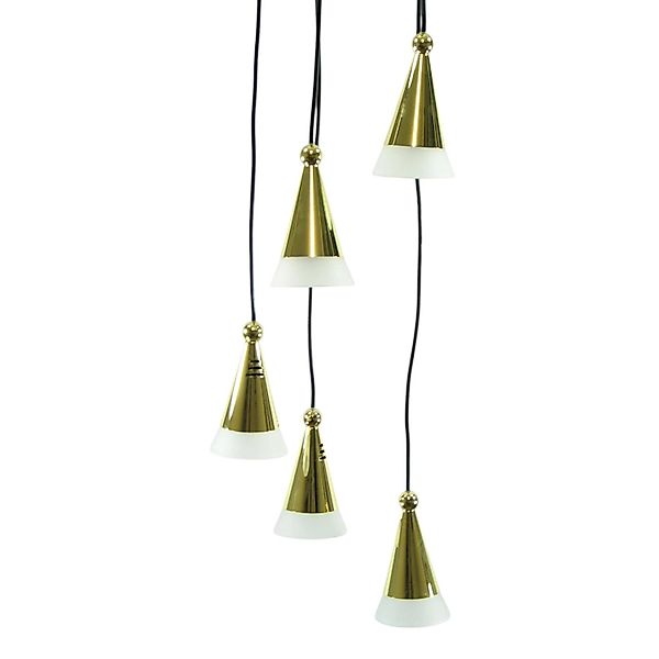Dapo Decken Pendelleuchte Fino 5-Flammig E14 Metall Messing Glas Weiß IP20 günstig online kaufen