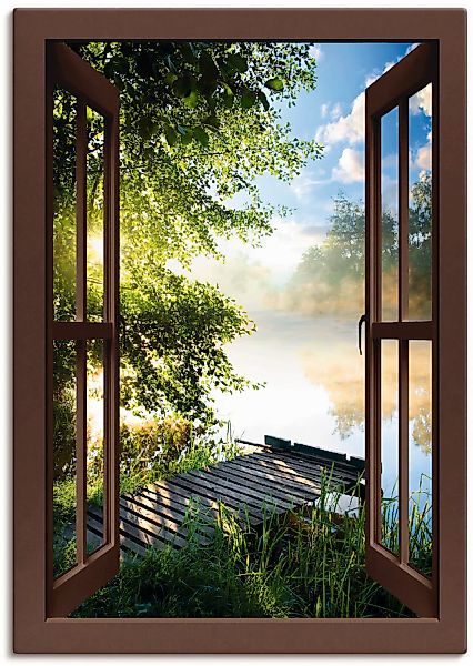 Artland Wandbild »Fensterblick Angelsteg am Fluss« Fensterblick 1 Stk. tlg. günstig online kaufen