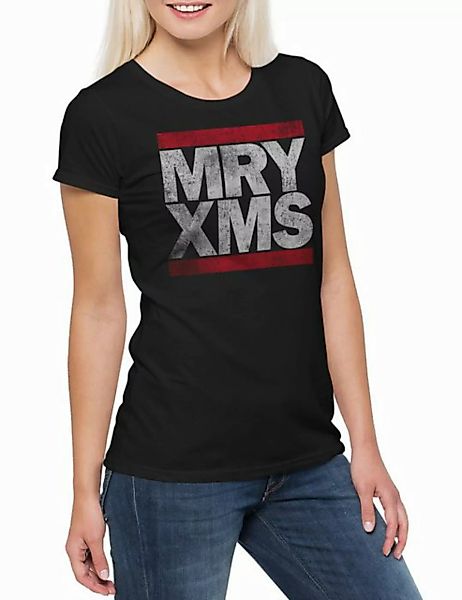 Urban Backwoods Print-Shirt MRY XMS Damen T-Shirt Merry Xmas Christmas Weih günstig online kaufen