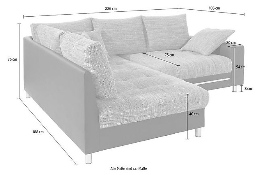 Mr. Couch Ecksofa Tobi L-Form, wahlweise mit Kaltschaum (140kg Belastung/Si günstig online kaufen