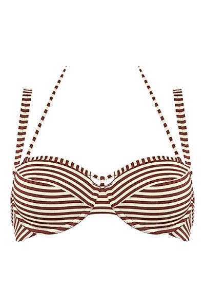 Holi Vintage Plunge Balconette Bikini-oberteil | Wired Padded Red-ecru günstig online kaufen