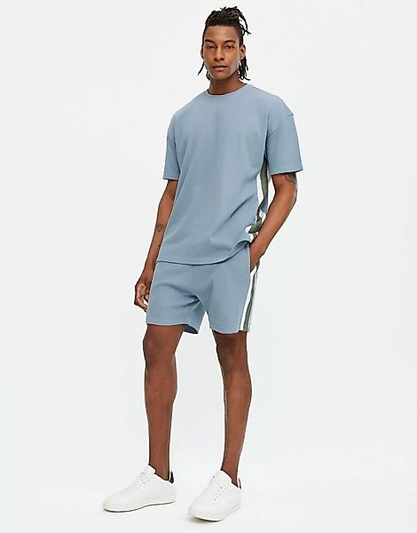 New Look – Shorts in Blau mit Waffelstruktur, Kombiteil günstig online kaufen