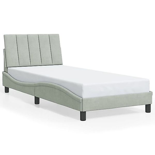vidaXL Bettgestell, Bettrahmen mit Kopfteil Hellgrau 90x190 cm Samt günstig online kaufen