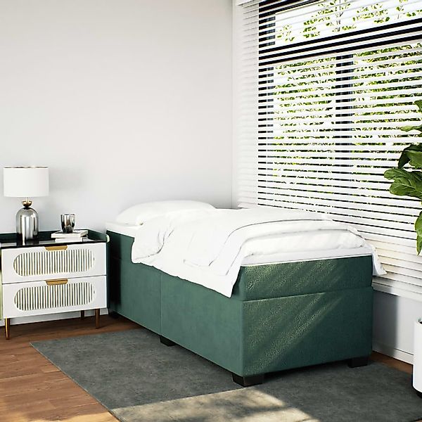 vidaXL Bett Boxspringbett mit Matratze Dunkelgrün günstig online kaufen