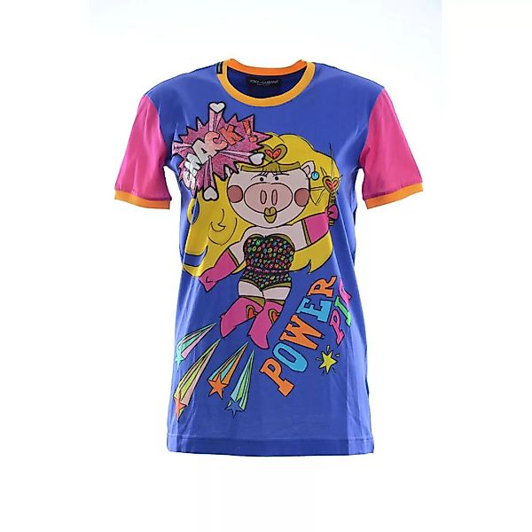 Dolce & Gabbana Power Pig Kurzärmeliges T-shirt 38 Blue günstig online kaufen