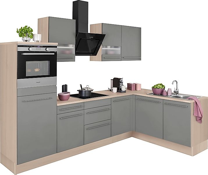 OPTIFIT Winkelküche "Bern mit Hanseatic-E-Geräten", Stellbreite 285x175 cm, günstig online kaufen