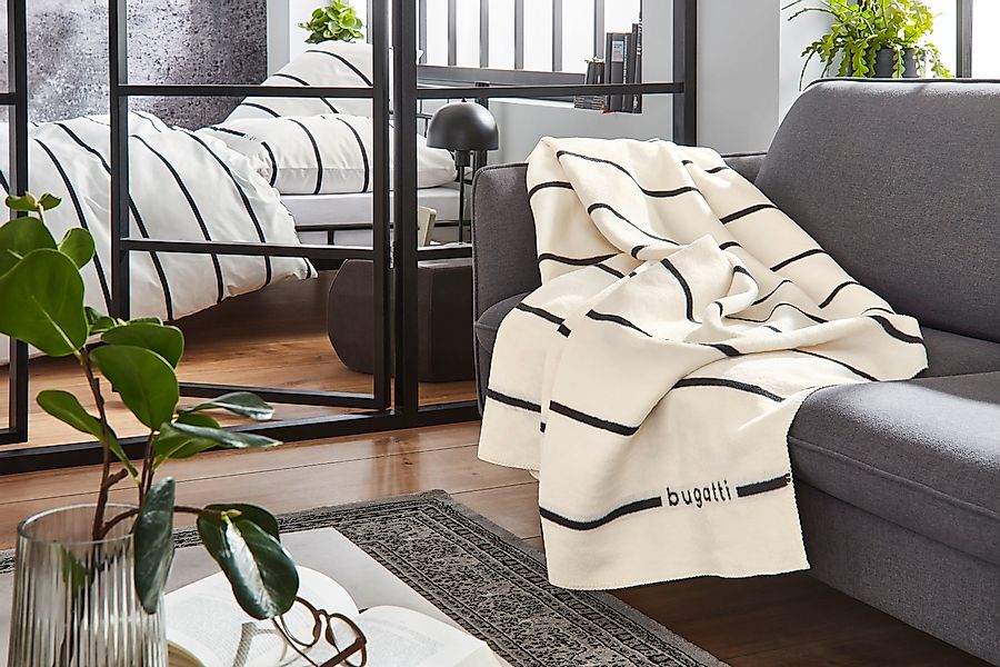 bugatti Wohndecke, mit filigranen Streifen, Kuscheldecke günstig online kaufen