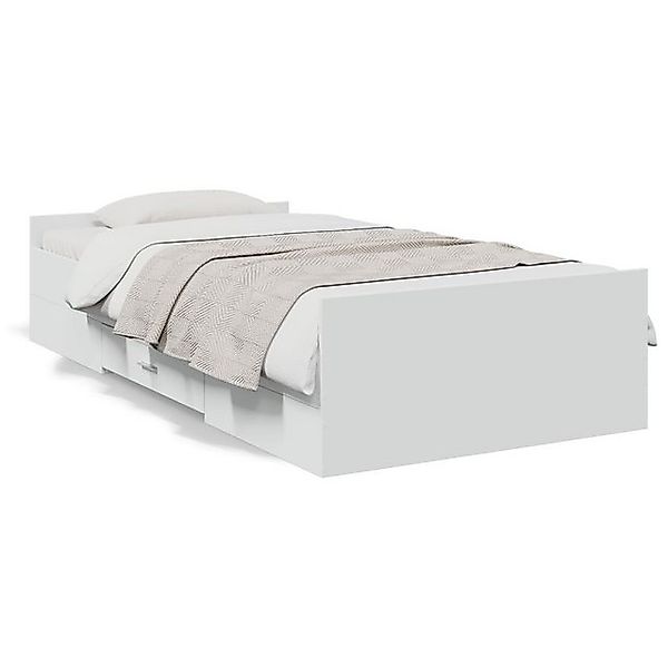vidaXL Bettgestell, Bettrahmen mit Schubladen Weiß 100x200 cm Holzwerkstoff günstig online kaufen