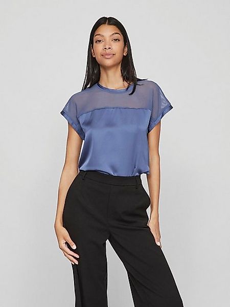 Vila Blusenshirt glänzendes Mesh-Oberteil Rundhals VIELLETTE O-NECK S/S MES günstig online kaufen