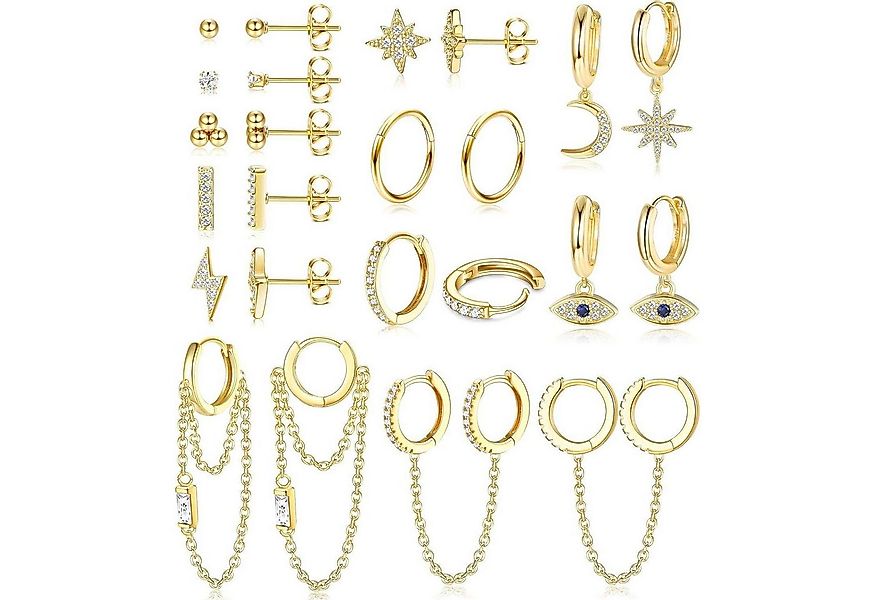 LuxusKollektion Ohrring und Ketten Set 12Paar Kleine Ohrstecker Damen Set E günstig online kaufen