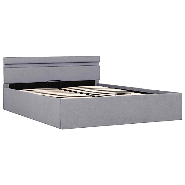 vidaXL Stauraumbett Hydraulisch mit LED Hellgrau Stoff 140x200 cm619371 günstig online kaufen