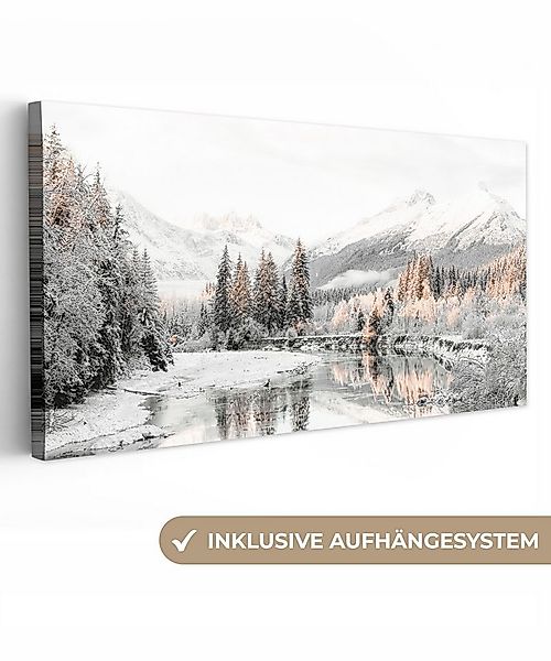 OneMillionCanvasses® Leinwandbild Panorama Natur - Winter - Bäume - Berge - günstig online kaufen