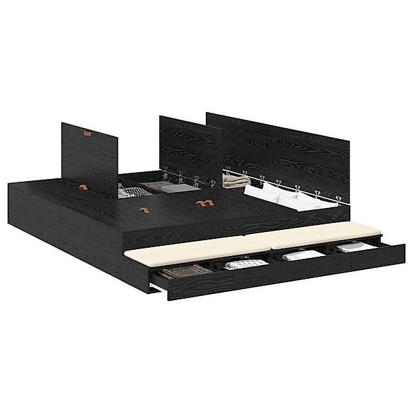 vidaXL Bett Stauraum Bettgestell Schwarz Holzwerkstoff 180 x 200 x 31,5 cm günstig online kaufen