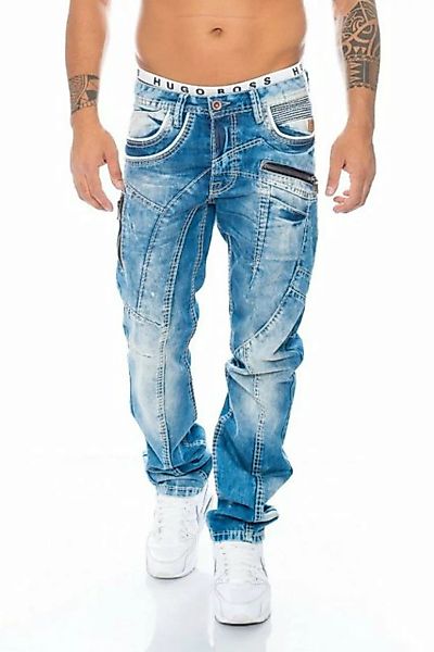 Cipo & Baxx Regular-fit-Jeans Herren Jeans Hose mit stylischen Applikatione günstig online kaufen