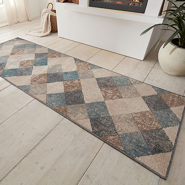 HANSE Home Teppich »Bakke«, rechteckig, 8 mm Höhe, Kurzflor, Läufer, Rauten günstig online kaufen