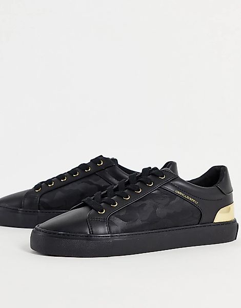 ASOS DESIGN – Unrvlld Spply – Sneaker in Schwarz mit goldenen Details günstig online kaufen