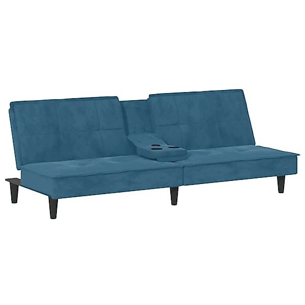 vidaXL Schlafsofa mit Getränkehaltern Blau Samt 351919 günstig online kaufen