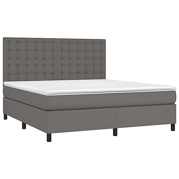 vidaXL Boxspringbett mit Matratze & LED Grau 180x200 cm Kunstleder 3135961 günstig online kaufen