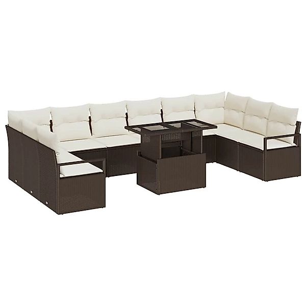 vidaXL Garten-Sofa-Set mit Speicher 11-Tlg Braun Poly Rattan 3357631 günstig online kaufen