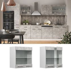 Vicco Glashängeschrank R-Line, Beton/Weiß, 60 cm günstig online kaufen