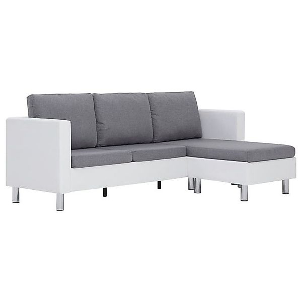 vidaXL Sofa, 3-Sitzer-Sofa mit Kissen Weiß Kunstleder günstig online kaufen
