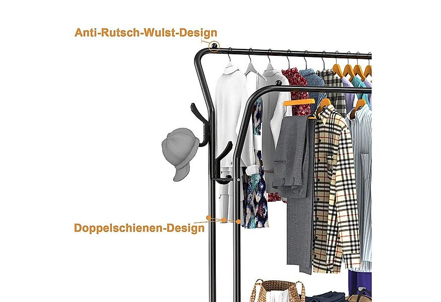 ToteBox Garderobenständer 3-in-1-Kleiderständer: Doppelstangen, 8 Haken & S günstig online kaufen