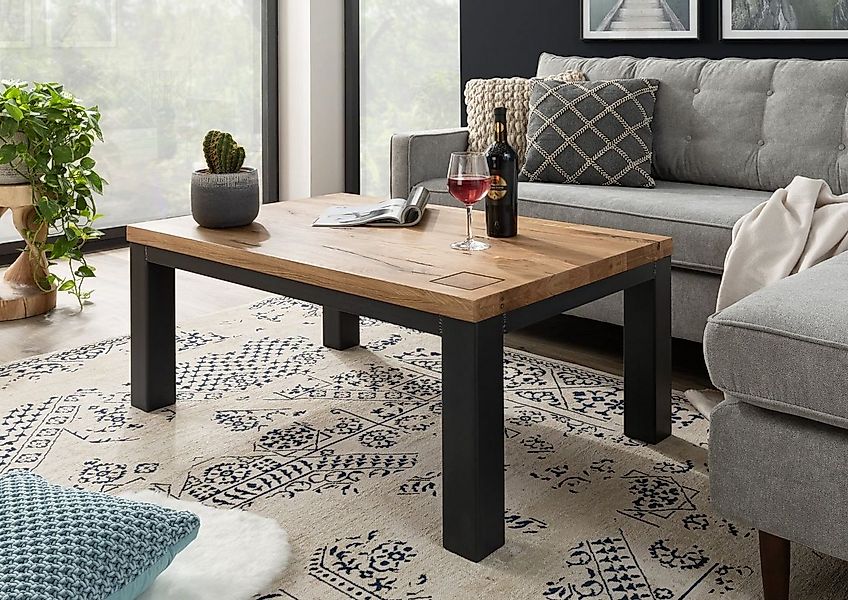Massivmoebel24 Couchtisch Couchtisch Wildeiche 110x70x45 natur geölt VILLAN günstig online kaufen