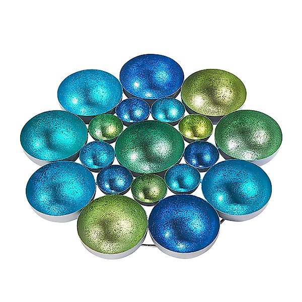 Kobolo Kerzenhalter Dekoschale BUBBLE Metall in Grün und Blautönen 40 cm günstig online kaufen