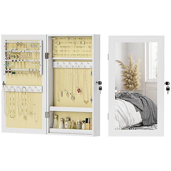 HOMCOM Schmuckschrank mit Wanddesign, Schmuckschrank mit Schlüsselschloss, günstig online kaufen