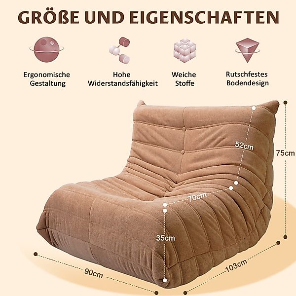 Durrafy Sessel Sitzsack,Einzelsessel mit Rückenlehne,Loungesofa B/T/H: günstig online kaufen