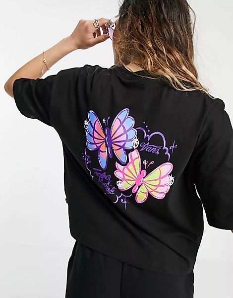 Vans – Flutter – T-Shirt in Schwarz mit Print hinten günstig online kaufen
