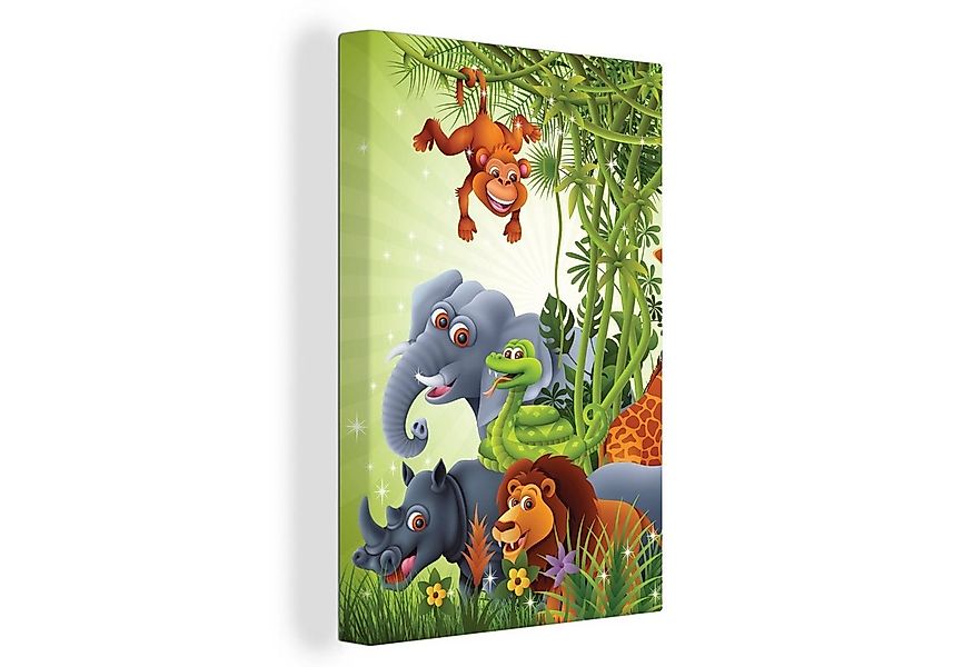 OneMillionCanvasses® Leinwandbild Dschungeltiere - Pflanzen - Kinder - Elef günstig online kaufen