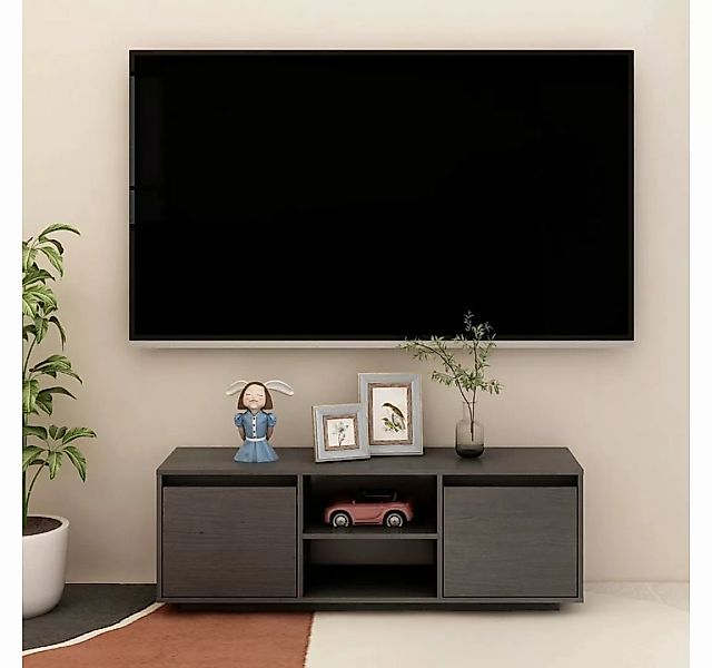 furnicato TV-Schrank Grau 110x30x40 cm Massivholz Kiefer günstig online kaufen