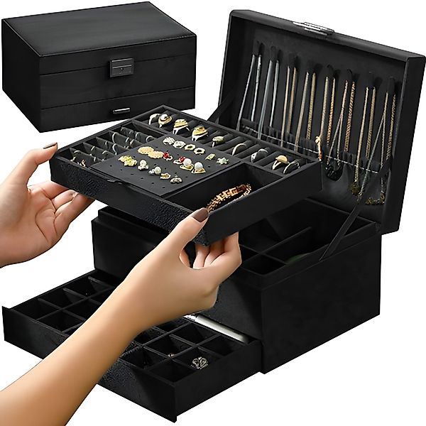 soulima Schmuckkasten Schmuckschatulle Schmuckbox Etui Schmuckkästchen günstig online kaufen