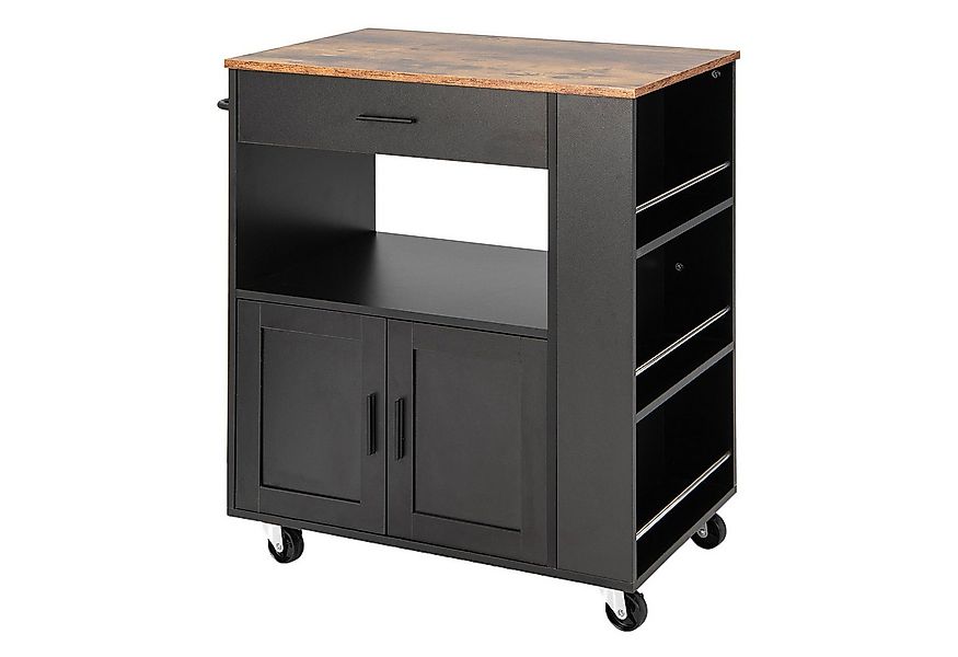 COSTWAY Küchenwagen, mit Arbeitsplatte, 3 Gewürzregalen & Schublade, rollba günstig online kaufen