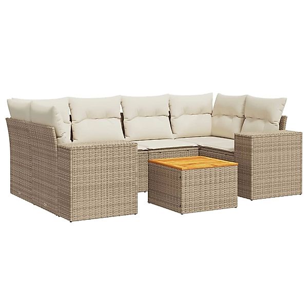 vidaXL 7-tlg Garten-Sofagarnitur mit Kissen Beige Poly Rattan Modell 241 günstig online kaufen