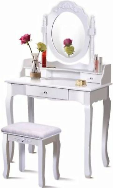 COSTWAY® Schminktisch Set mit drehbarem Spiegel & 3 Schubladen weiß günstig online kaufen