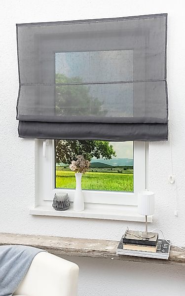 LYSEL® Raffrollo Leinen Anthrazit, HxB 170x60cm günstig online kaufen