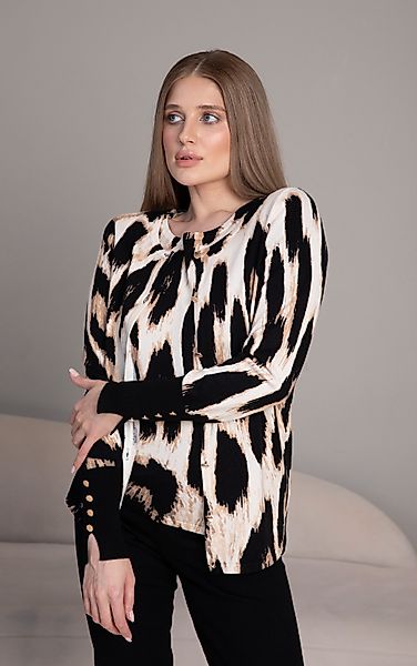 Passioni 2-in-1-Strickjacke Twinset mit großem Animalprint günstig online kaufen