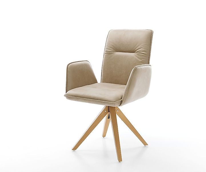 Esszimmerstuhl Vinja-Flex Mikrofaser Beige Vintage Holzgestell kantig Natur günstig online kaufen