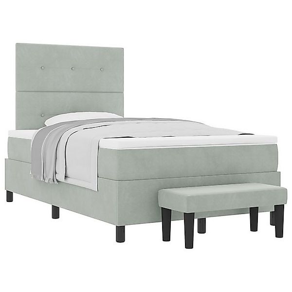 vidaXL Bett Boxspringbett mit Matratze und Bank Hellgrau 120x200 cm Velvet günstig online kaufen