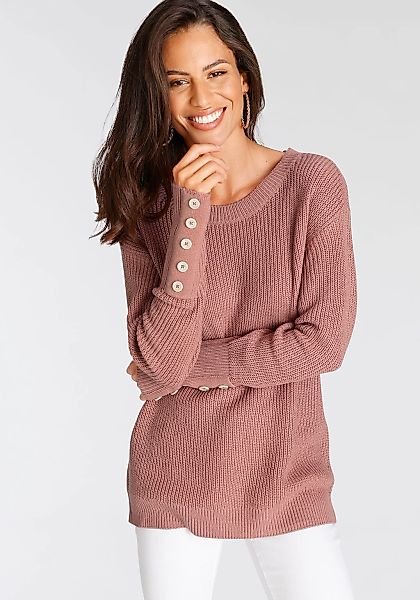 Laura Scott Strickpullover Übergangspullover aus Grobstrick, mit Zierknöpfe günstig online kaufen