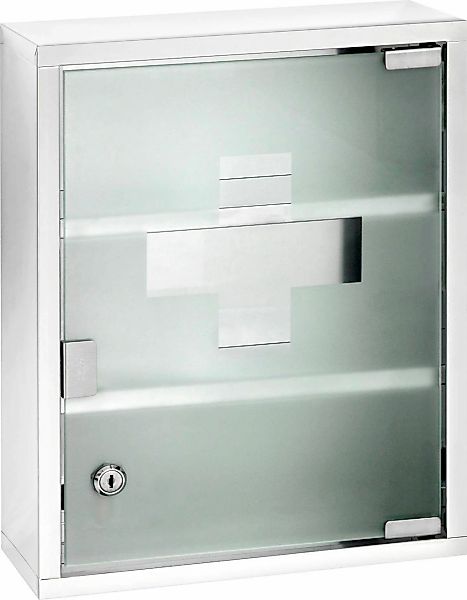 WENKO Medizinschrank Edelstahl und satiniertes Sicherheitsglas, günstig online kaufen