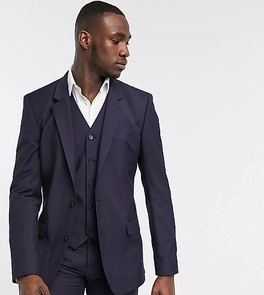 ASOS DESIGN Tall – Schmale Anzugsjacke in Marineblau günstig online kaufen