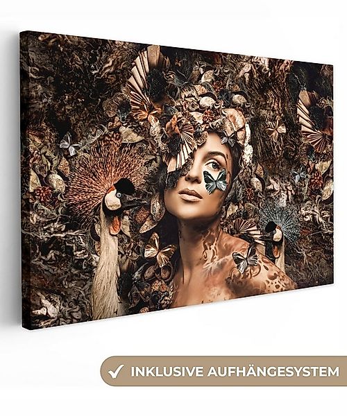 OneMillionCanvasses® Leinwandbild Luxus - Frau - Tiere - Schmetterlinge - V günstig online kaufen