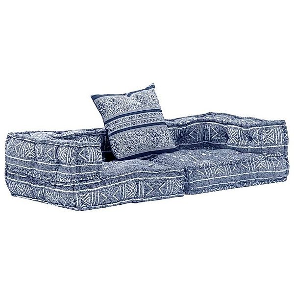 vidaXL Sofa 2-Sitzer Modularer Pouf Indigo Stoff günstig online kaufen